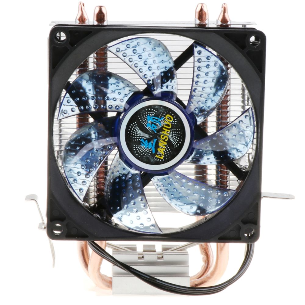 marque generique - Bleu de dissipateur thermique de refroidisseur de processeur 4 de fil de la broche 4 du ventilateur 4 de refroidissement de l'unité centrale de traitement LED - Grille ventilateur PC