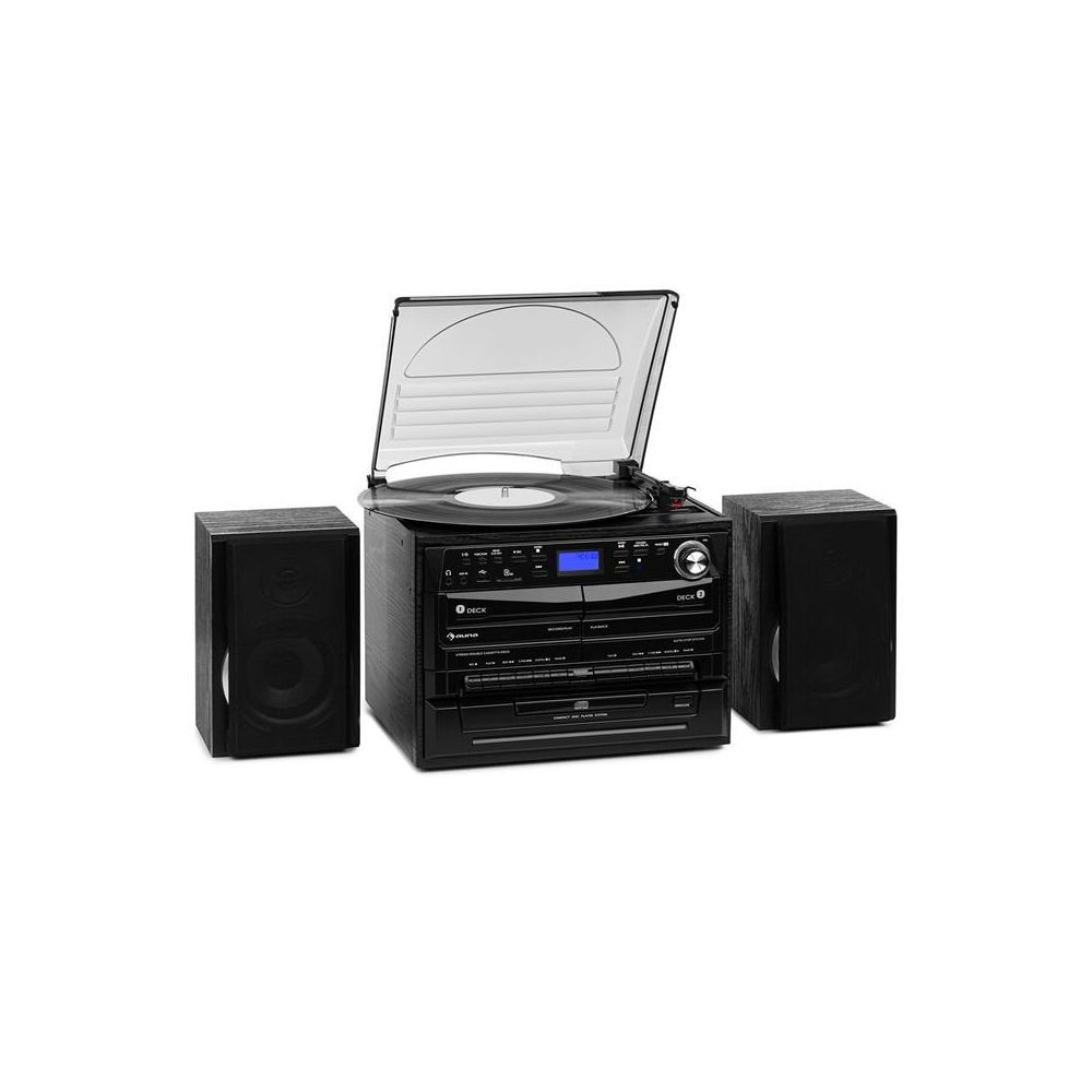 Auna - auna 388-DAB+ Chaîne stéréo platine vinyle CD K7 Bluetooth FM DAB+ USB SD noir Auna - Chaînes Hifi