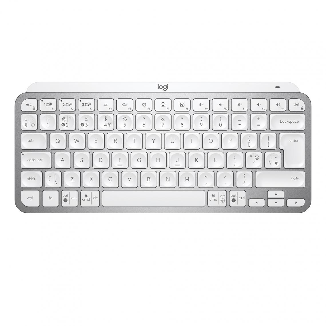 Logitech - Logitech MX Keys Mini Minimalist Wireless Illuminated Keyboard clavier RF sans fil + Bluetooth QWERTY Anglais Gris - Clavier