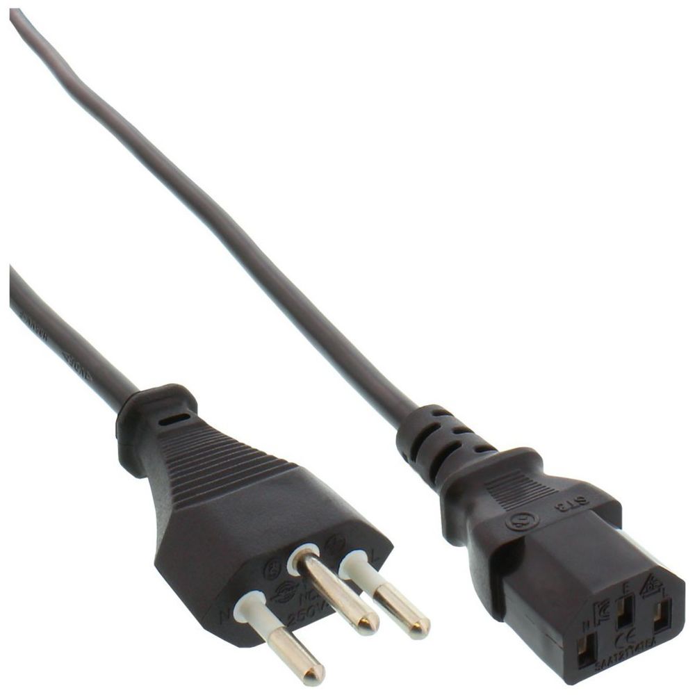Inline - Câble d'alimentation, InLine®, Suisse, noir, H05VV-F, 3x0,75mm², 1,0m - Câble antenne