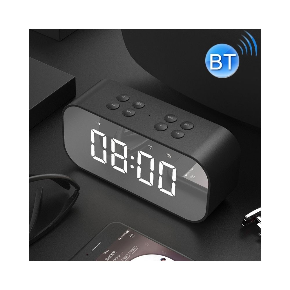 Wewoo - Mini enceinte Bluetooth Réveil LED haut-parleur de carte sans fil 5.0 avec horloge numérique miroir (Noir) - Enceintes Hifi