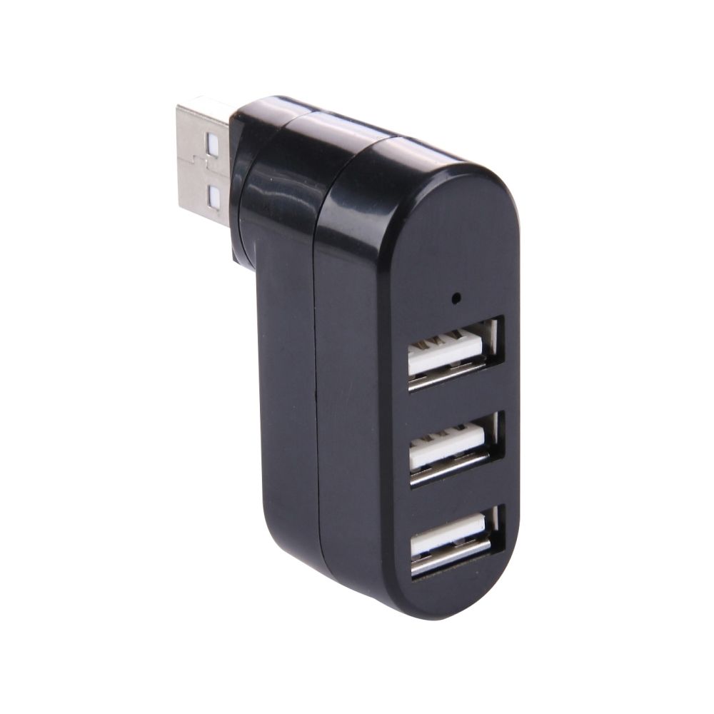 Wewoo - Hub USB 2.0 noir Rotation de 180 degrés tête USB 3 Ports USB 2.0 Portable - Hub