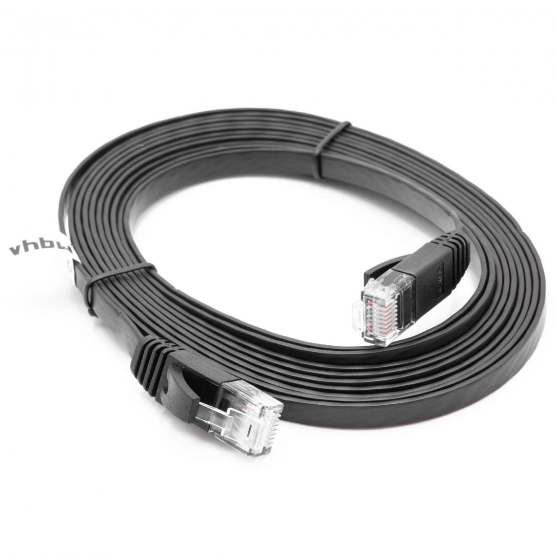 Vhbw - vhbw câble de réseau câble LAN Cat6 3m noir câble plat - Accessoires alimentation