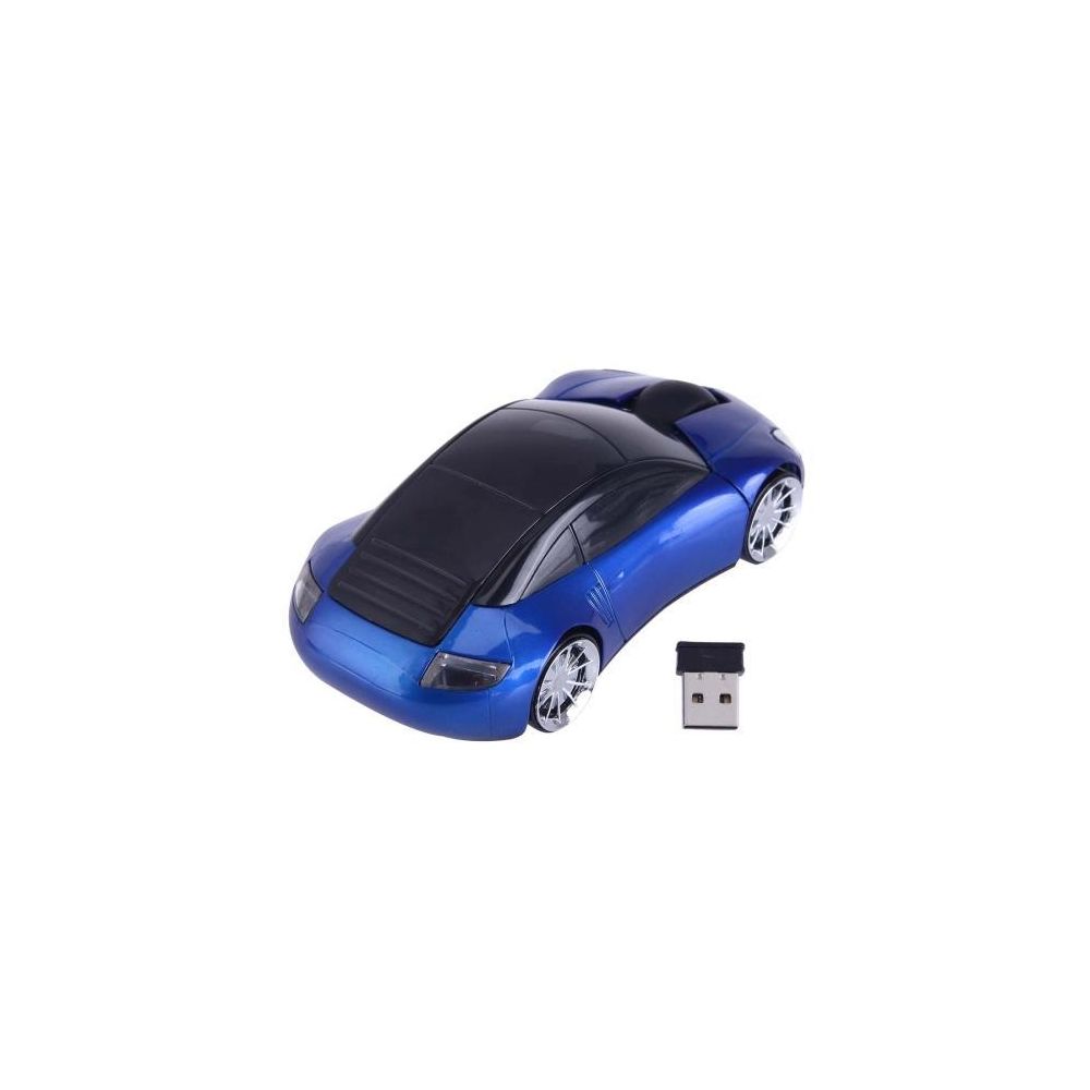 Auto-Hightech - Souris sans fil-Souris optique style voiture sans fil 2,4 GHz avec mini-récepteur USB, Plug-and-Play, distance de travail jusqu'à 10 mètres (rouge) (Bleu) - Souris