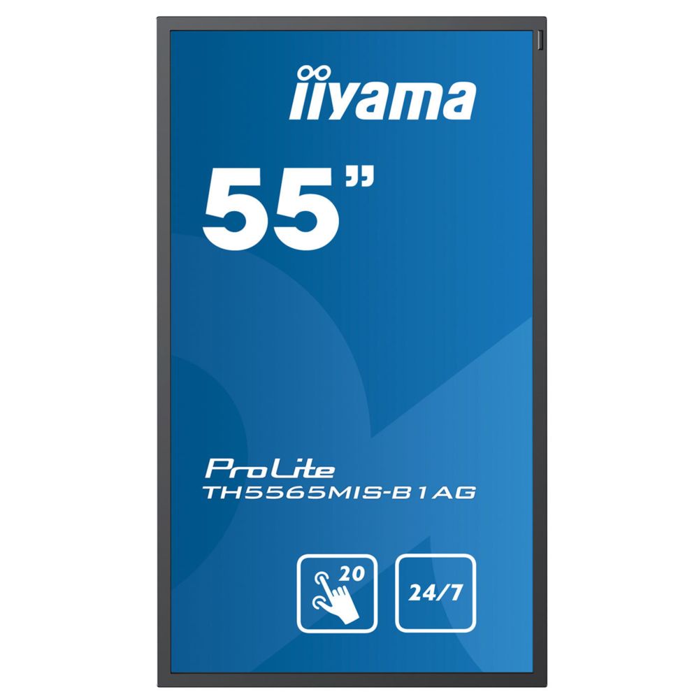 Iiyama - IIYAMA 55' LED - Prolite TH5565MIS-B1AG - Écran tactile multipoint 1920 x 1080 16:9 - AMVA3 - 3000:1 - 6.5 ms - HDMI - Haut-parleur intégré - Noir - Moniteur PC