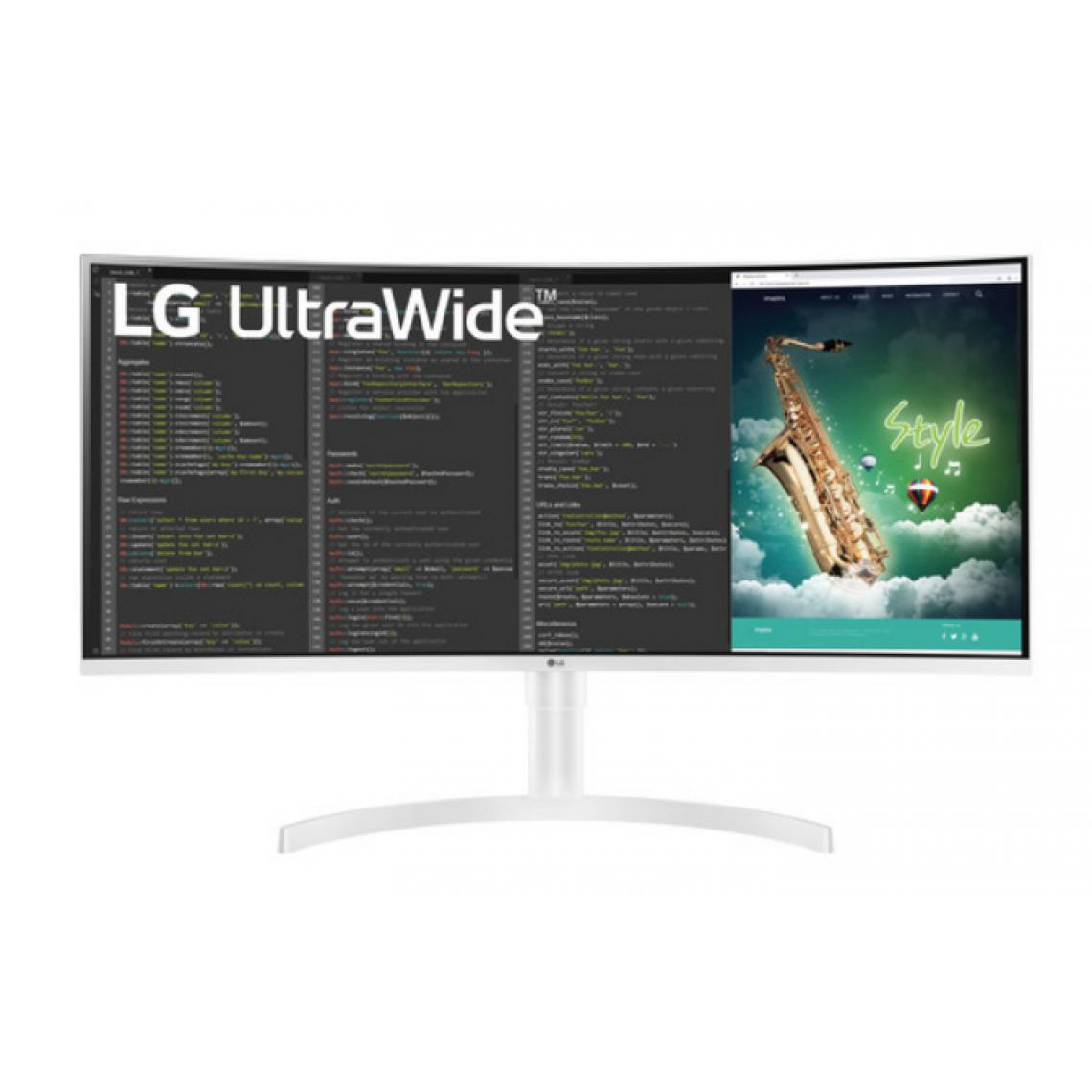 LG - 35WN75C-W - Écran LED - incurvé - 35' - 3440 x 1440 UWQHD @ 100 Hz - VA - 300 cd/m² - 2500:1 - HDR10 - 5 ms - 2xHDMI, DisplayPort, USB-C - haut-parleurs - Moniteur PC