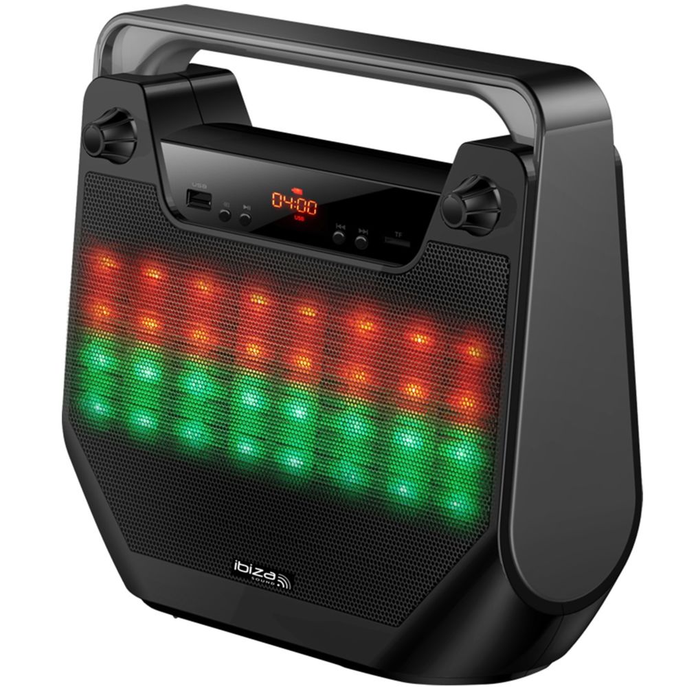Ibiza Sound - Enceinte lumineuse bluetooth active autonome 4""/10CM - BT/USB/SD - Sonorisation portable