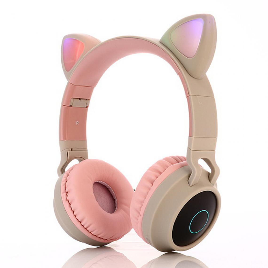 Universal - Casque d'oreille LED sans fil Bluetooth compatible avec microphone Casque lumineux pour enfants Cadeau fille fille | Casque Bluetooth(Rose) - Micro-Casque