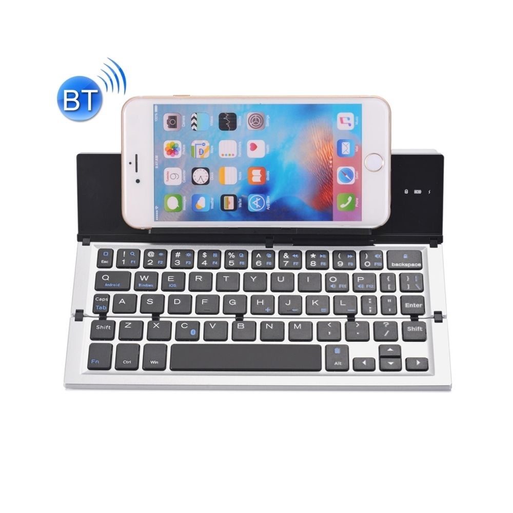 Wewoo - GK608 Clavier Bluetooth V3.0 pliable ultra-mince, support intégré, prise en charge des systèmes Android / iOS / Windows (Gris) - Clavier