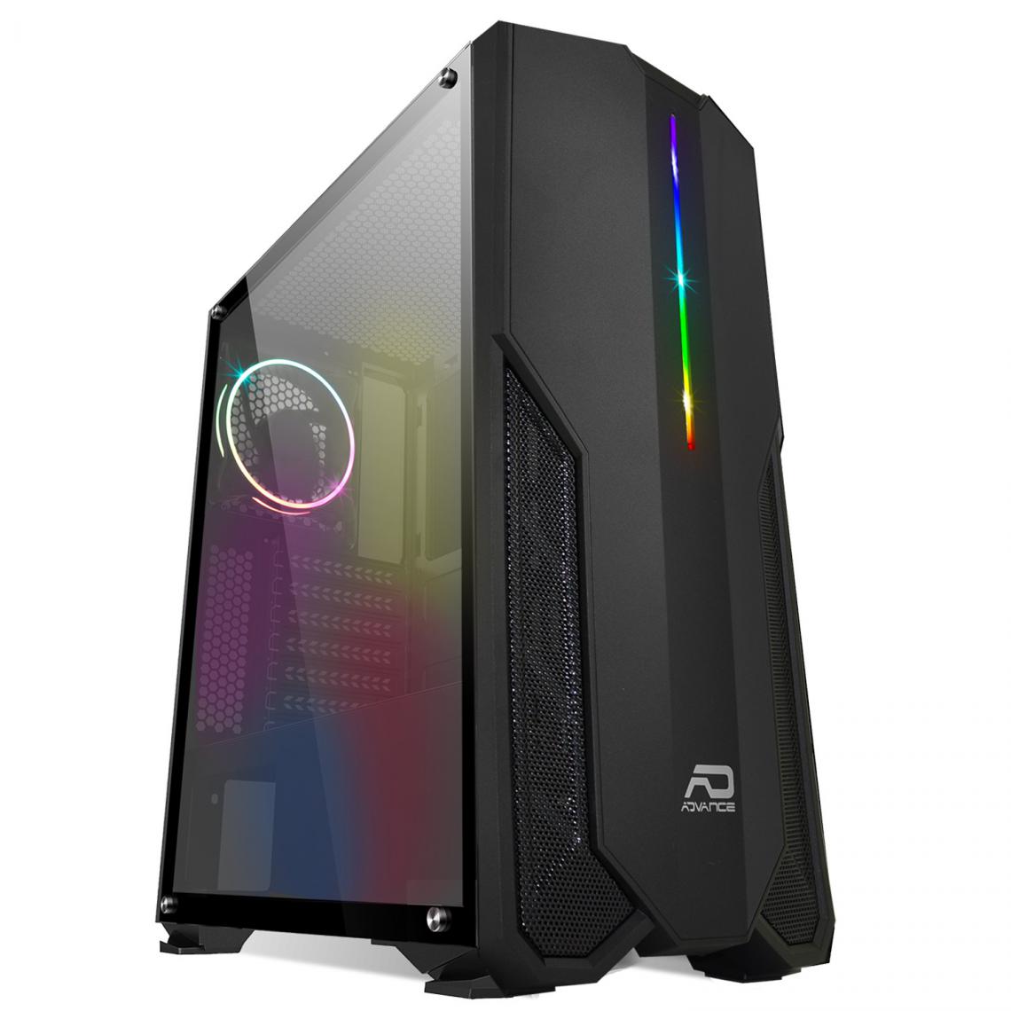 Advance - Boitier PHOENIX RGB ADVANCE PC Tour Gaming ATX - ITX -mATX 2 ventilateurs rétro-éclairage RGB - Boitier PC