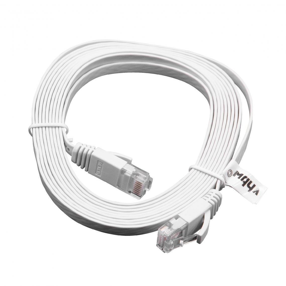 Vhbw - vhbw câble de réseau câble LAN Cat6 3m blanc câble plat - Accessoires alimentation