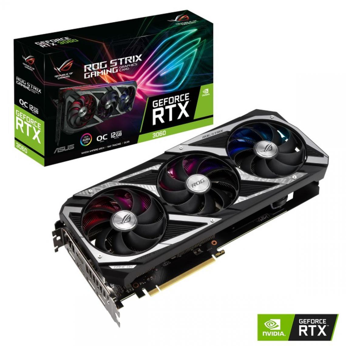 Asus - GeForce RTX 3060 V2 OC - ROG STRIX - 12 Go - Carte Graphique NVIDIA