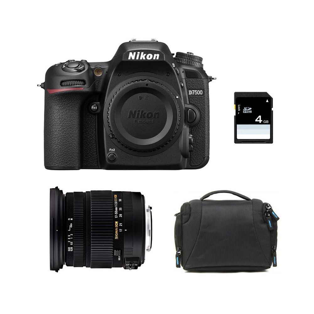 Nikon - PACK NIKON D7500 + SIGMA 17-50 DC OS EX HSM + Sac + Carte SD 4Go - Reflex Grand Public