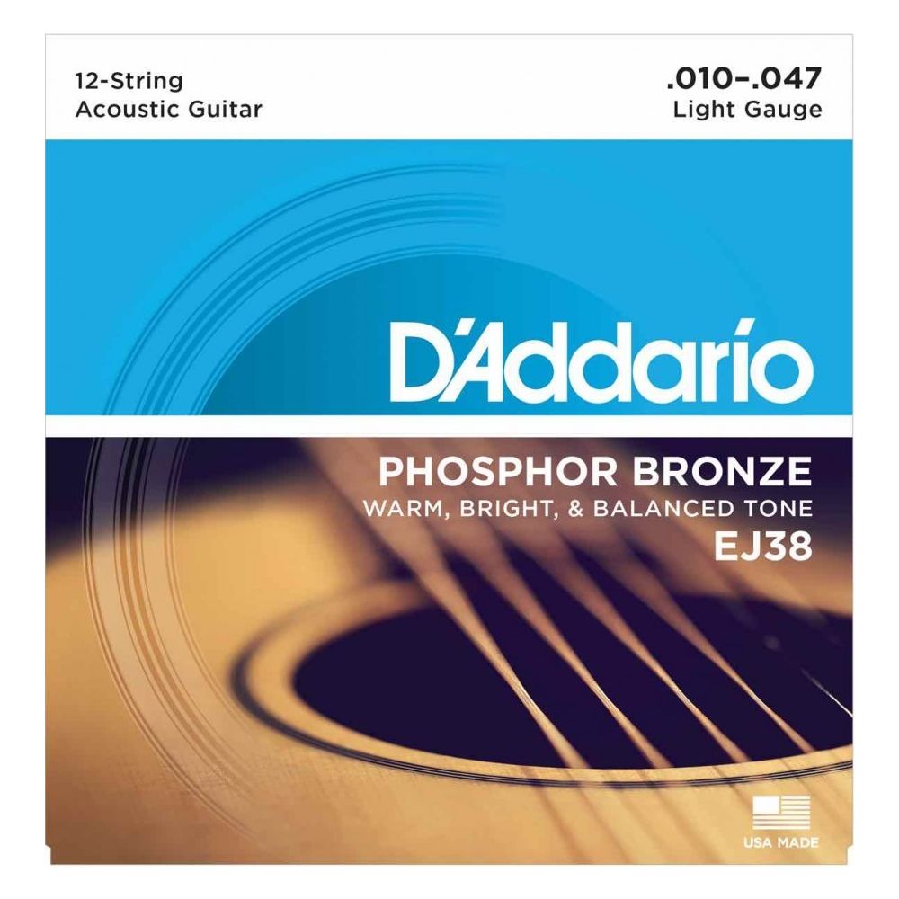 D'Addario - D'Addario EJ38 - Light 10-47 - Jeu de cordes Guitare acoustique 12 cordes - Accessoires instruments à cordes