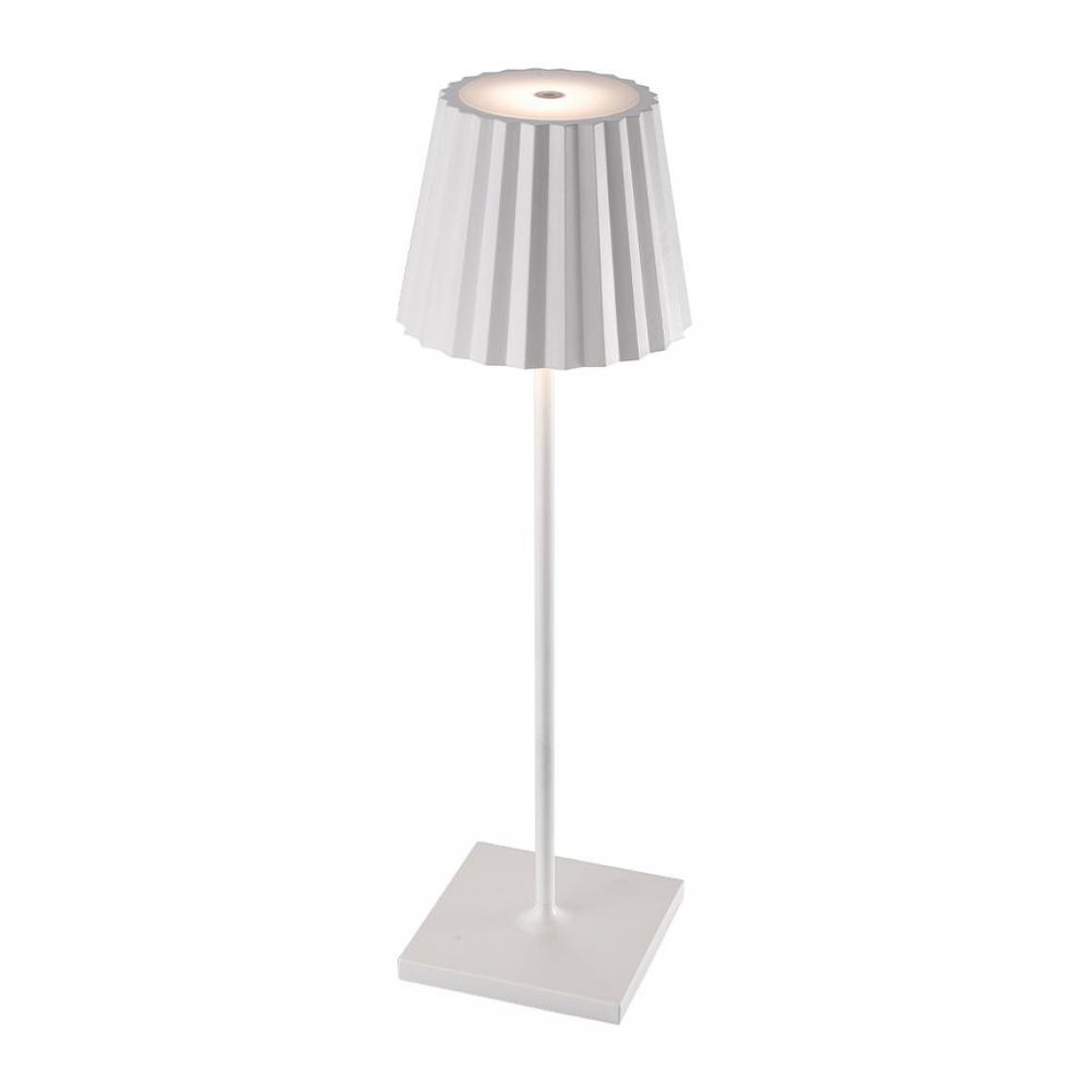 Lumisky - Lampe de table sans fil ABBY blanc en aluminium H38cm - Lampes à poser