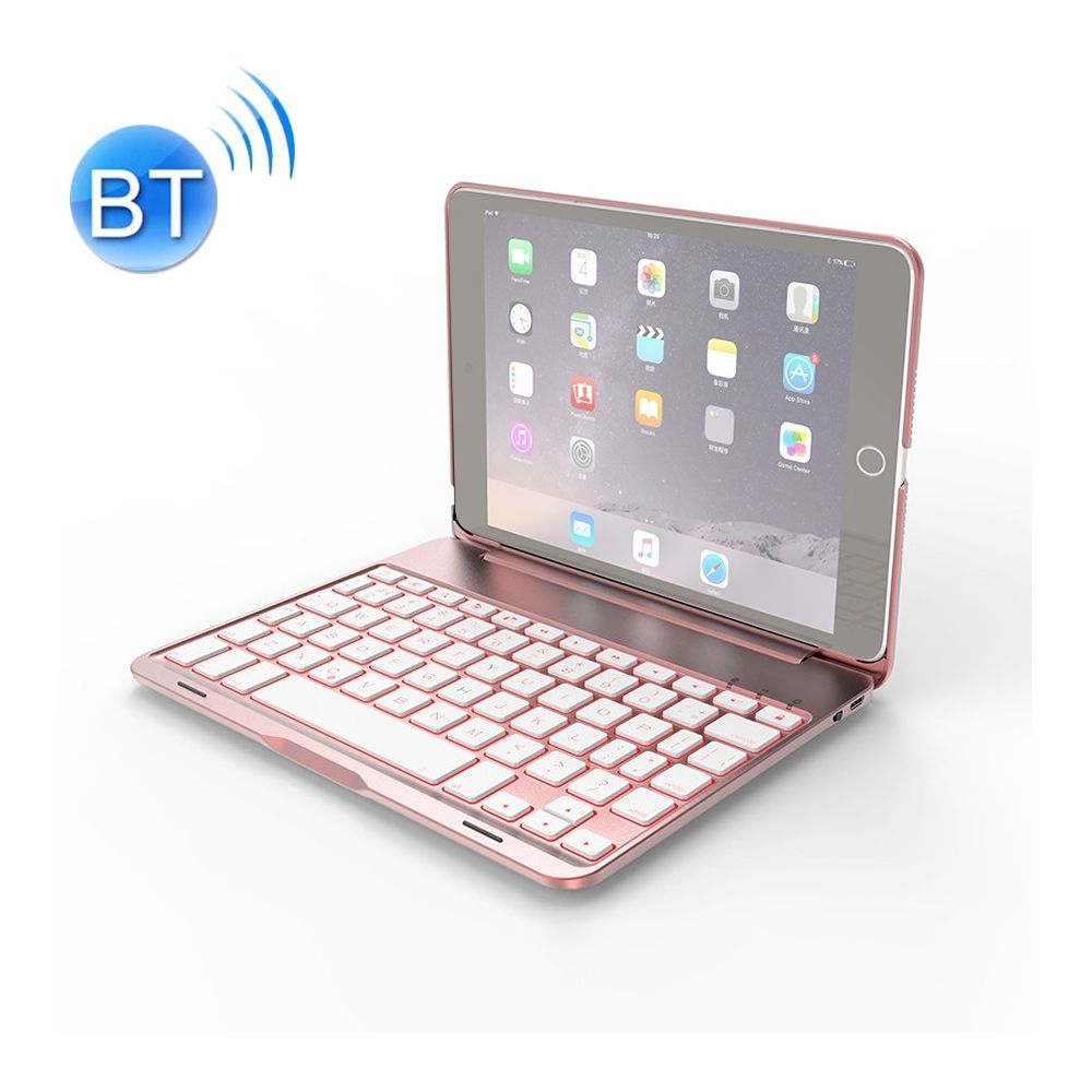 Wewoo - F8SM pour iPad mini 3/2/1 version ordinateur portable coloré rétro-éclairé en alliage d'aluminium Bluetooth clavier housse de protection or rose - Clavier