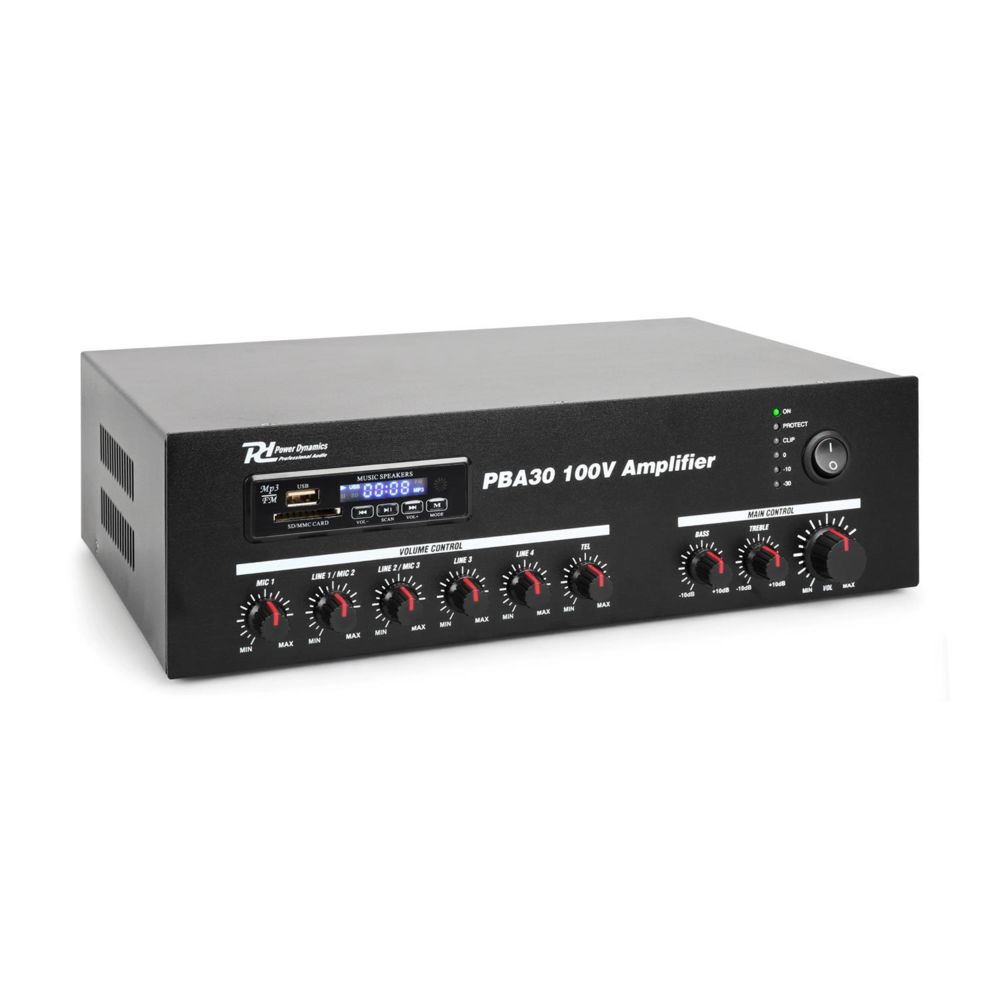 Power Dynamics - Power Dynamics PBA30 Amplificateur sono DJ 100V avec égaliseur - fonction Bluetooth USB SD MP3 - télécommande infrarouge - noir - Ampli