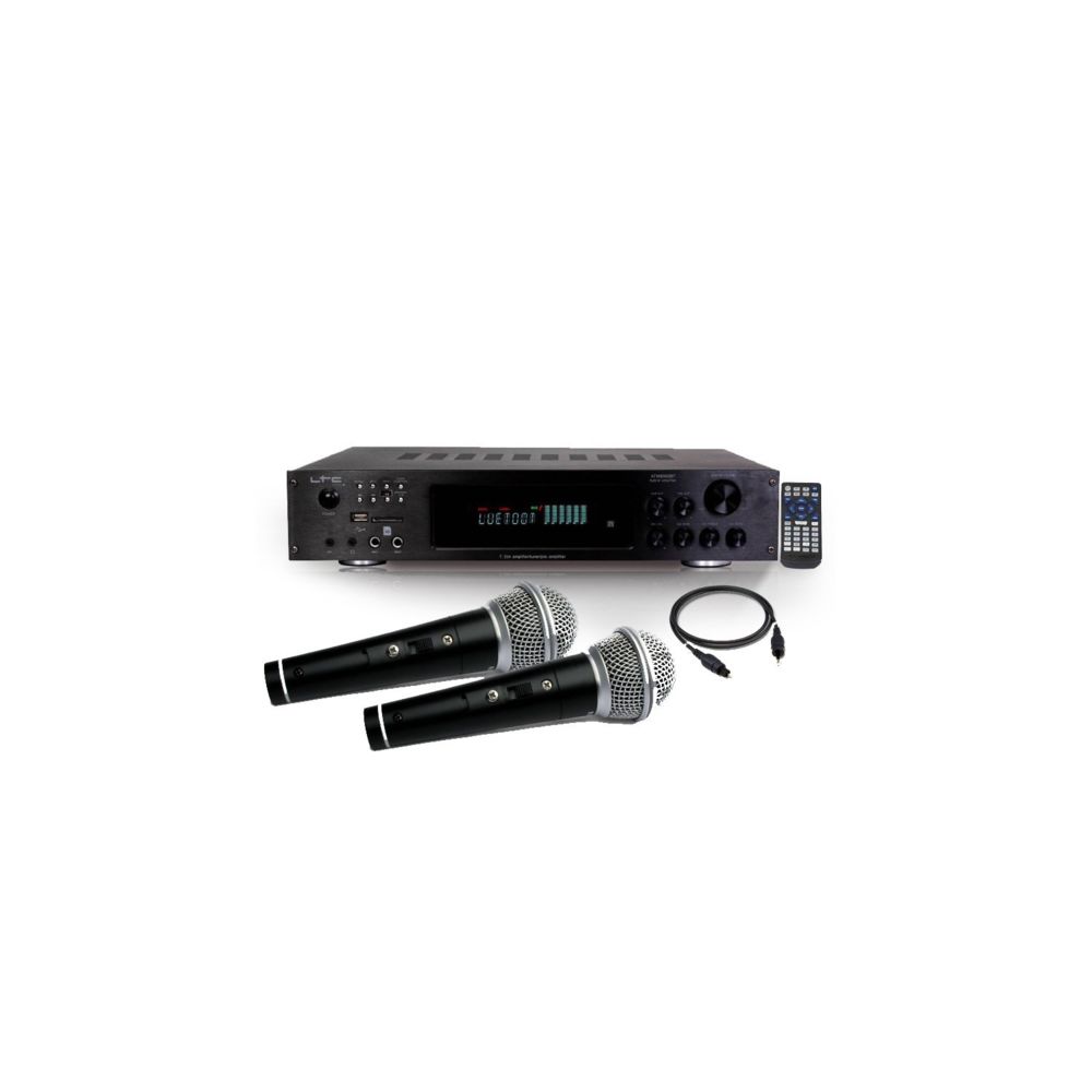 Ltc Audio - AMPLIFICATEUR HIFI & KARAOKE LTC ATM8000BT 5.2 / 4 x75W + 3 x20W Tuner FM Bluetooth USB + Câble Optique + MICROS - Ampli