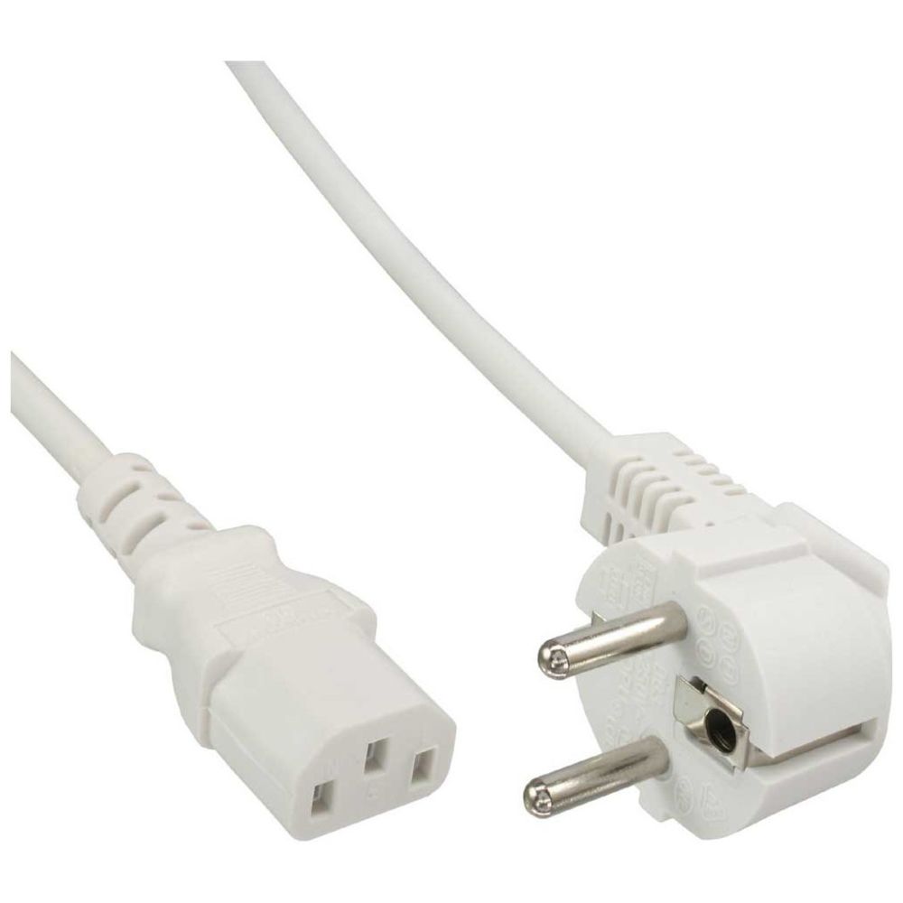Inline - Câble d'alimentation, Schutzkontakt vers IEC 3 broches femelle, blanc, H05VV-F, 3x0.75mm², 1.0m - Câble antenne