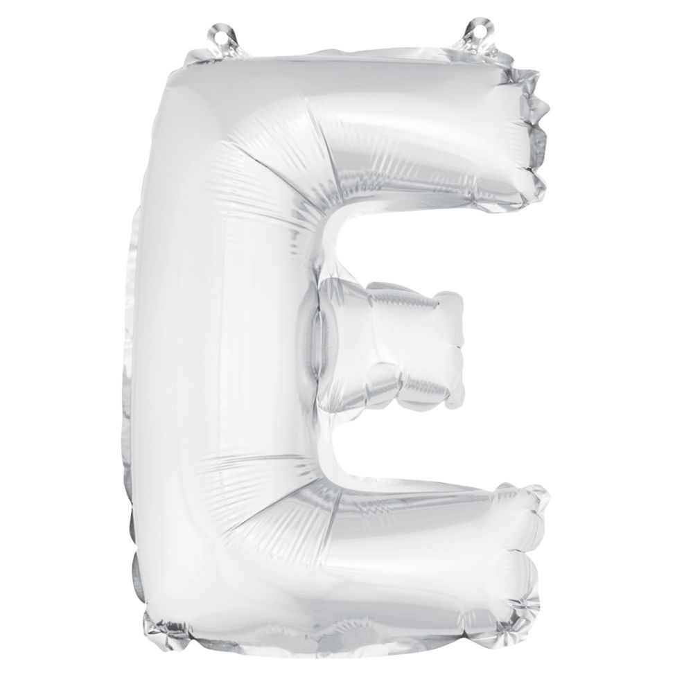 Visiodirect - Lot de 12 Ballons unis métallisés en aluminium argent lettre E - H 36 cm - Objets déco