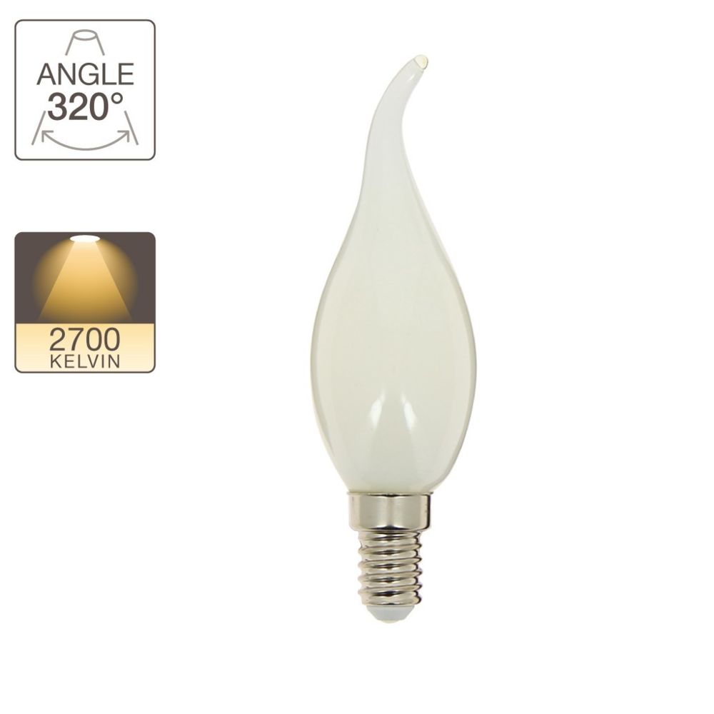 Xanlite - Ampoule à filament LED flamme coup de vent, culot E14, 4W cons. (40W eq.), lumière blanche chaud - Ampoules LED