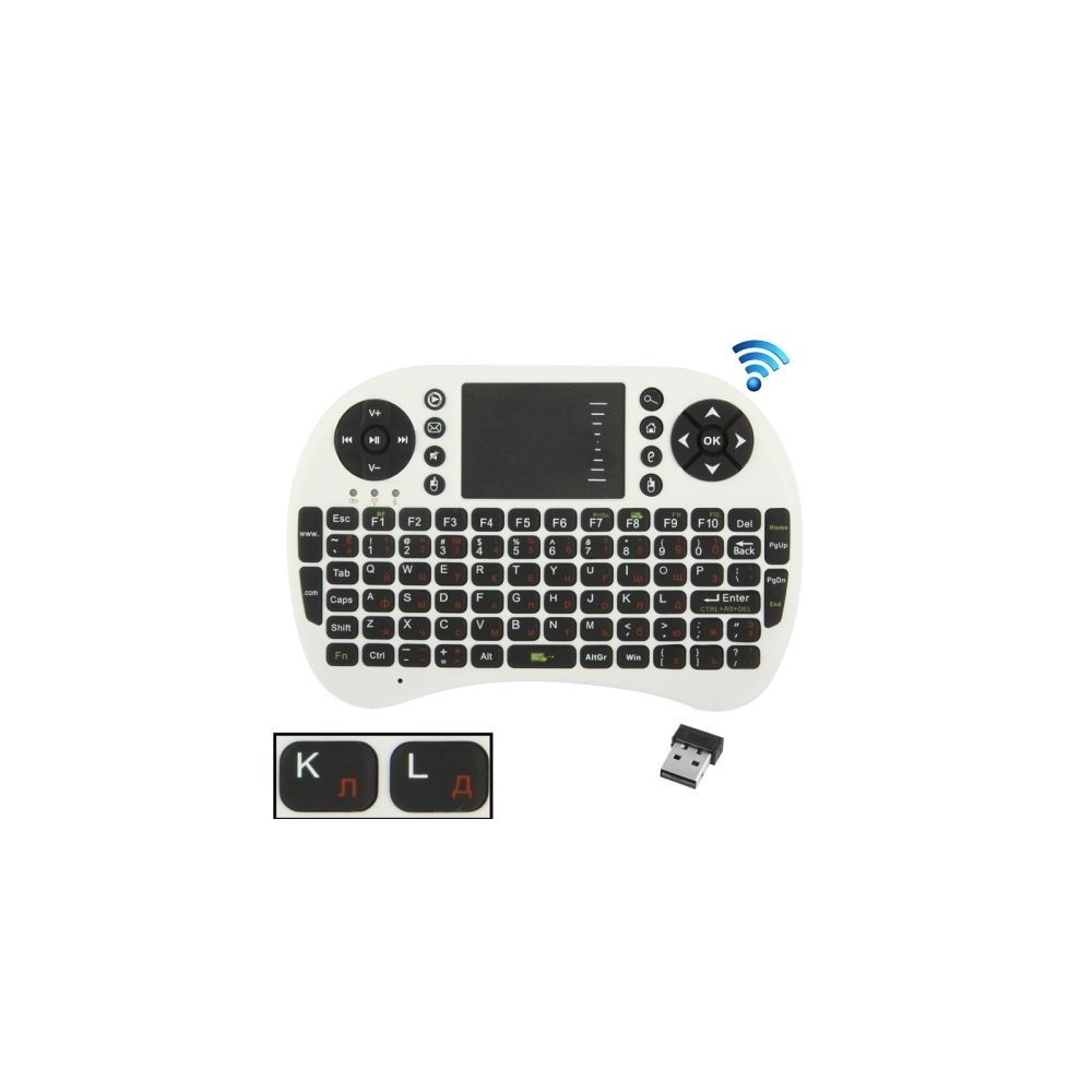 Wewoo - UKB-500-RF 2.4GHz Mini souris clavier blanc sans fil avec pavé tactile et récepteur USB, anglais / russe - Personnalisation du PC