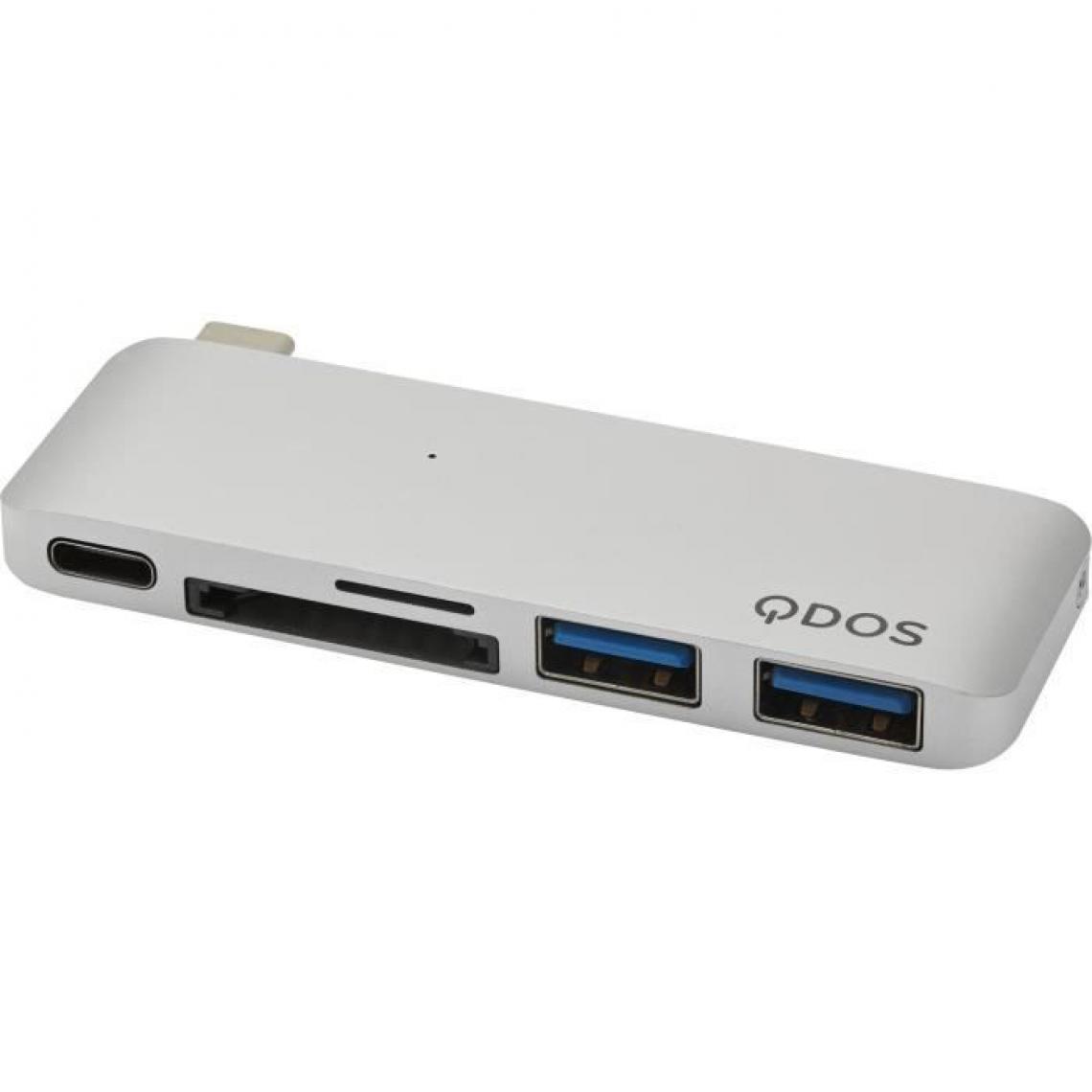 Qdos - QDOS PowerLink Mini Hub USB-C 5-en1 - Argent - Hub