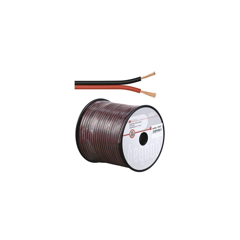 Alpexe - câble haut-parleur rouge / noir CU 100 m bobine, diamètre 2x0,5 mm² - Enceintes Hifi