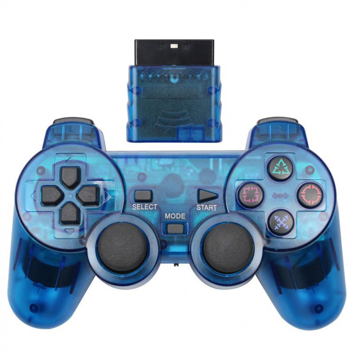 Generic - Manette de jeu sans fil , Joystick, Double Vibration, antichoc  et contrôleur USB pour Console Playstation 2 16 * 9.5 cm - Bleu  - Joystick