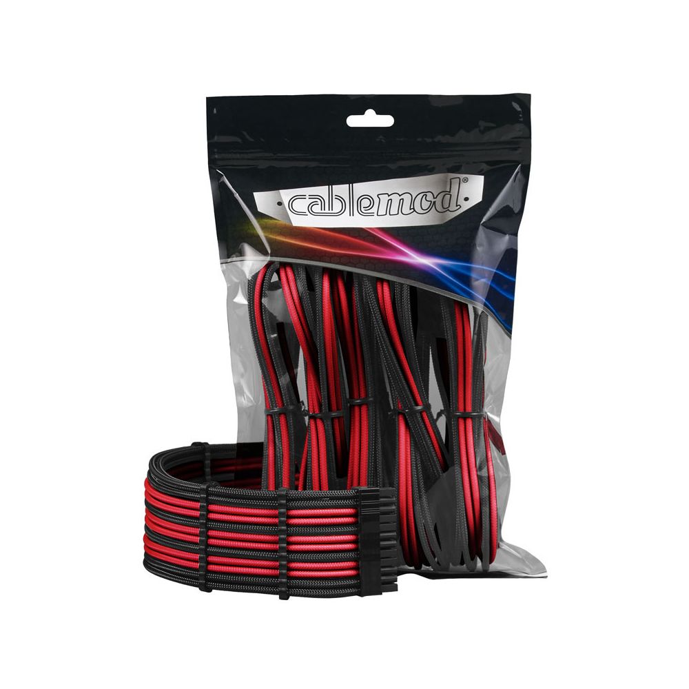 Cablemod - PRO MODMESH - Kit de rallonges gainées pour alimentation - Noir et Rouge - Câble tuning PC