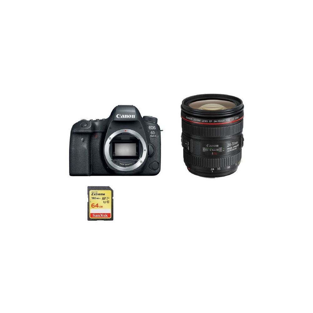 Canon - CANON EOS 6D II KIT EF 24-70mm F4L IS USM + 64GB SD card - Reflex Grand Public