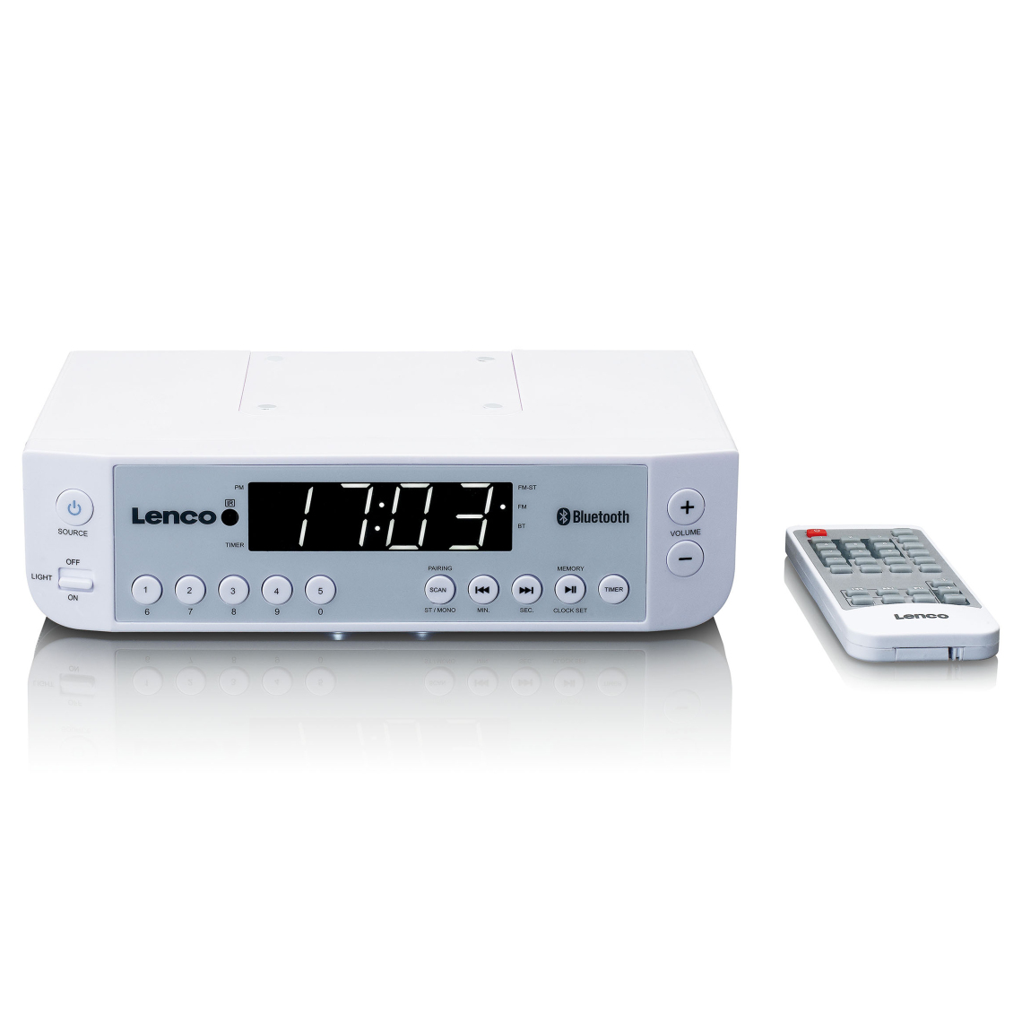 Lenco - Radio de cuisine FM avec Bluetooth, éclairage LED et minuteur KCR-100WH Blanc - Radio