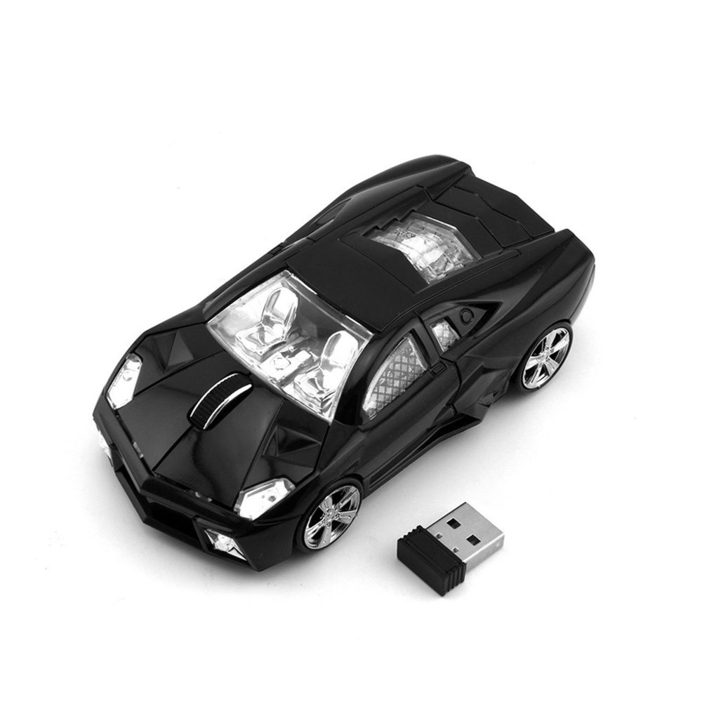 Generic - Souris sans fil 2.4G pour souris de jeu de forme Lamborghini avec ordinateur portable récepteur USB - Noir - Souris