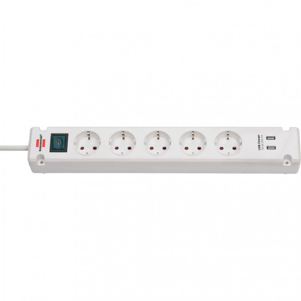 Alpexe - Brennenstuhl Bremounta Extension Socket 5-way 2x USB white 3m H05VV-F 3G1.5 - Blocs multiprises
