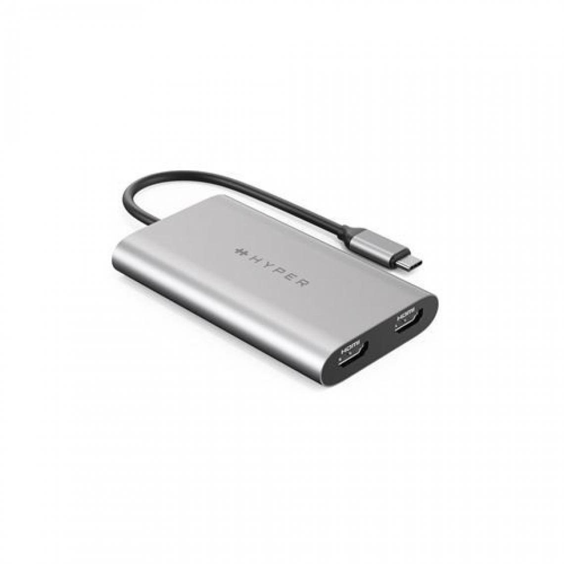 Hyperdrive - Adaptateur USB Type C vers 2 ports HDMI HyperDrive Gris pour MacBook Air Pro et PC - Hub