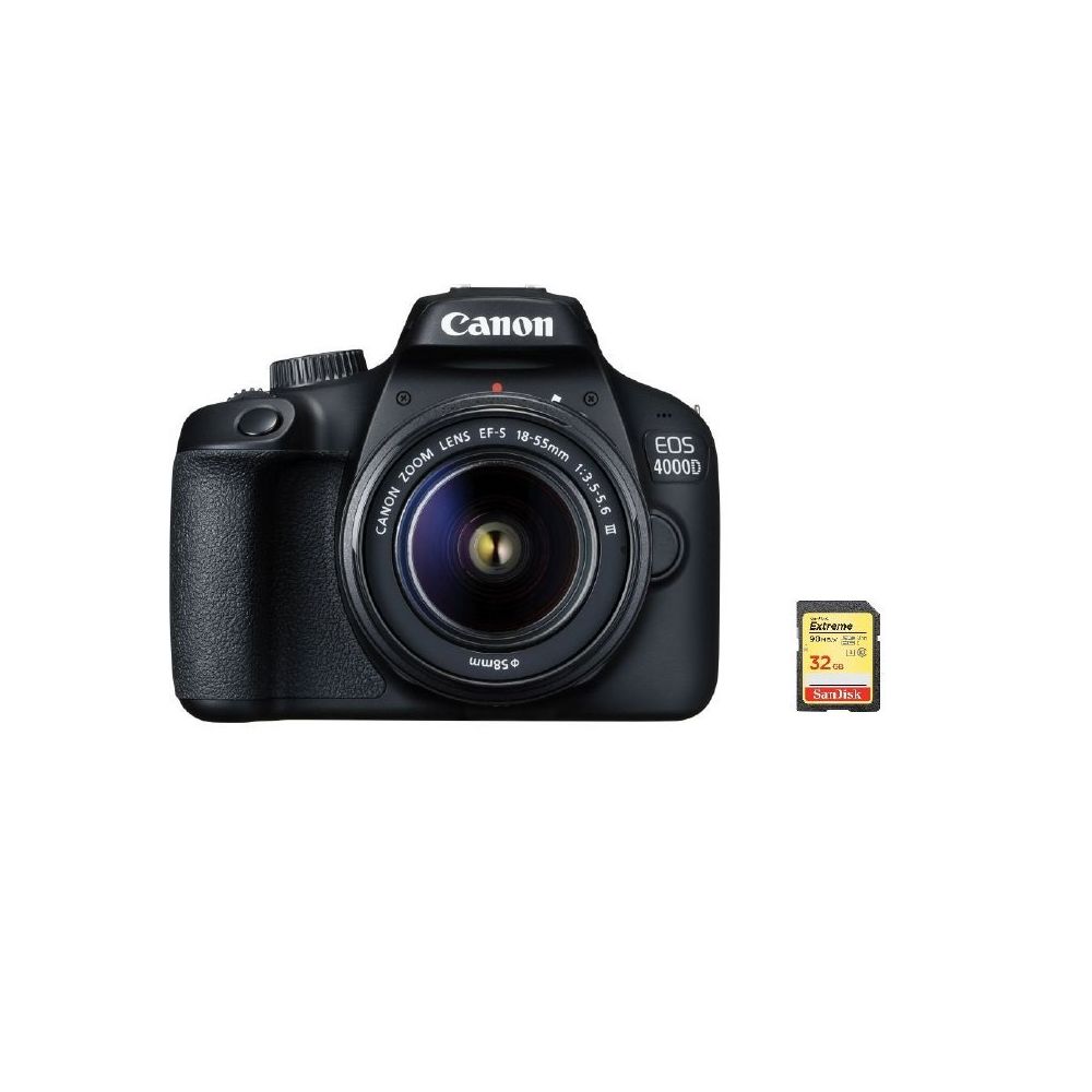 Canon - CANON EOS 4000D KIT EF-S 18-55MM F3.5-5.6 III + 32GB SD card - Reflex Grand Public