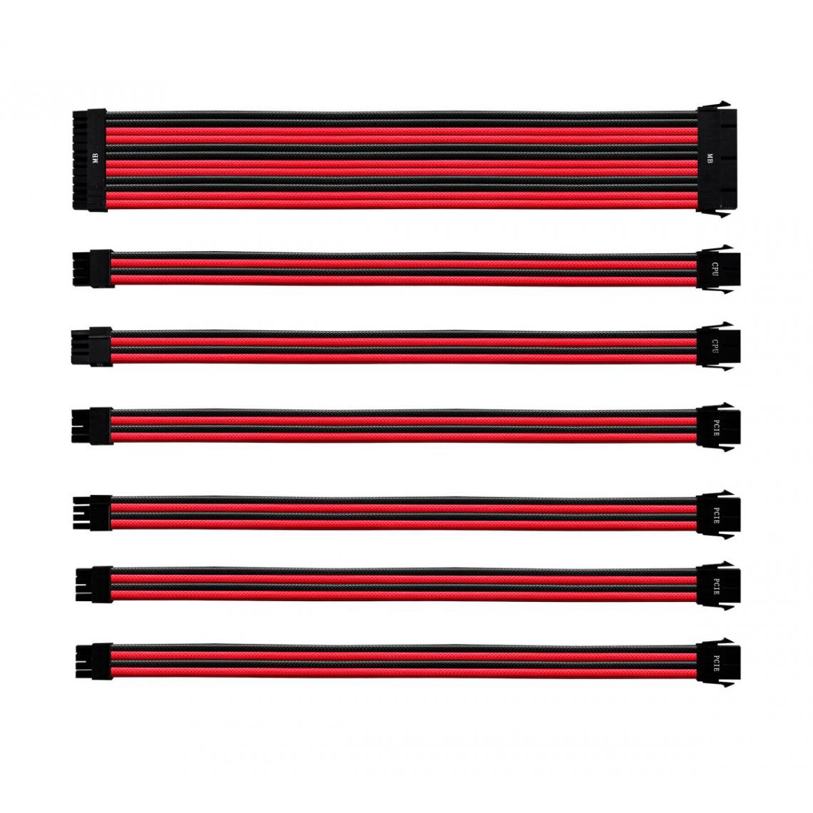 Cooler Master - Kit de câble extension - Noir/Rouge - Accessoires alimentation