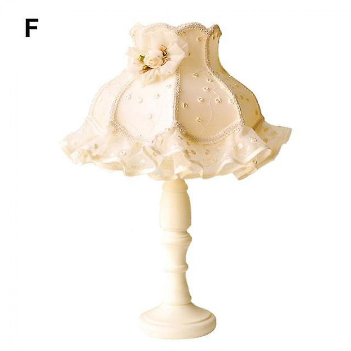 Universal - Lampe de table pour chambre fille princesse abat-jour en dentelle frange éclairage de table en bois lampe de chevet e27 livre lecture tissu lampe de table d92 (f) - Lampes à poser