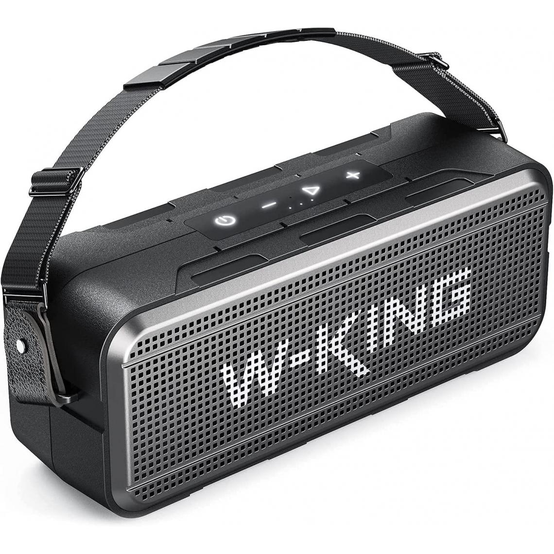 Chrono - 60W Bluetooth-Lautsprecher, W-KING tragbare Bass-Bluetooth-Box 24 Stunden Spielzeit / 8000mAh mobiles Netzteil, IPX6 wasserdichter Outdoor-Lautsprecher kabellose Unterstützung 5.0 Bluetooth, EQ, TF(Noir) - Enceintes Hifi