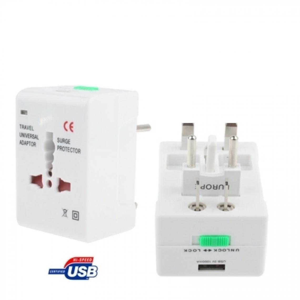 Wewoo - Pour chargeur Adaptateur d'alimentation secteur universel US / EU / AU / UK Travel avec prise USB - Accessoires alimentation