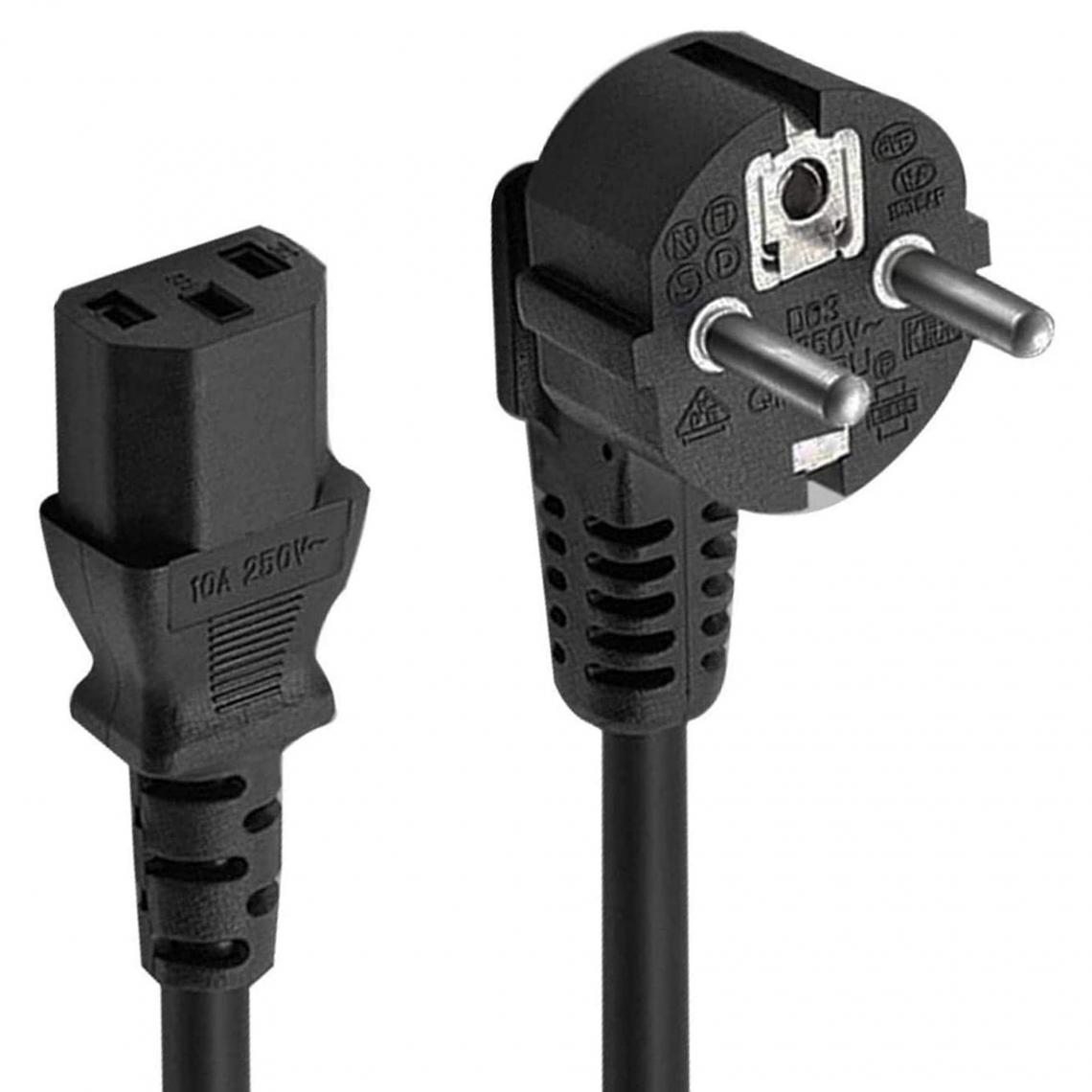 D2 Diffusion - D2 Câble alimentation secteur Europa IEC C13 - pour PC fixe / moniteur Coloris noir - 1m50 - Accessoires alimentation