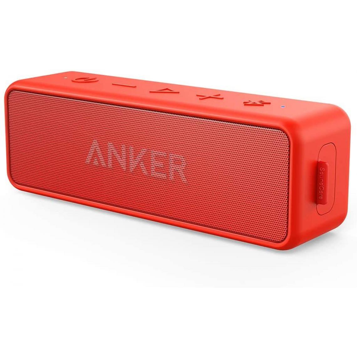 Chrono - Anker Enceinte Bluetooth, SoundCore 2 Haut Parleur Portable sans fil avec basses puissantes, autonomie de 24 heures, porté Bluetooth de 20 m, étanche waterproof IPX7 et microphone intégré,Rouge - Enceintes Hifi