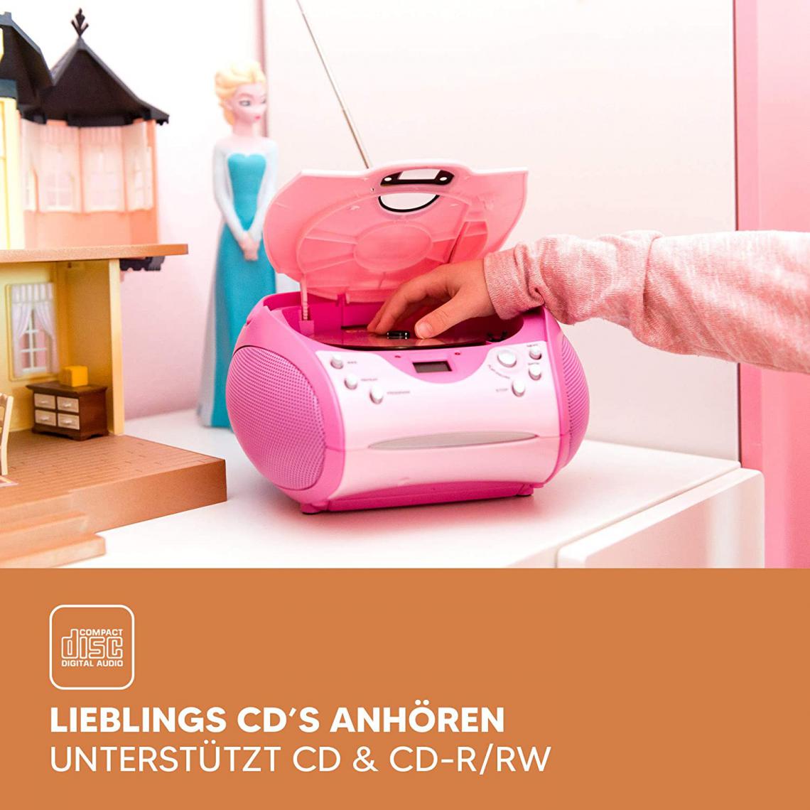 Lenco - mini chaine hifi stéréo FM LECTEUR CD programmable rose - Chaînes Hifi