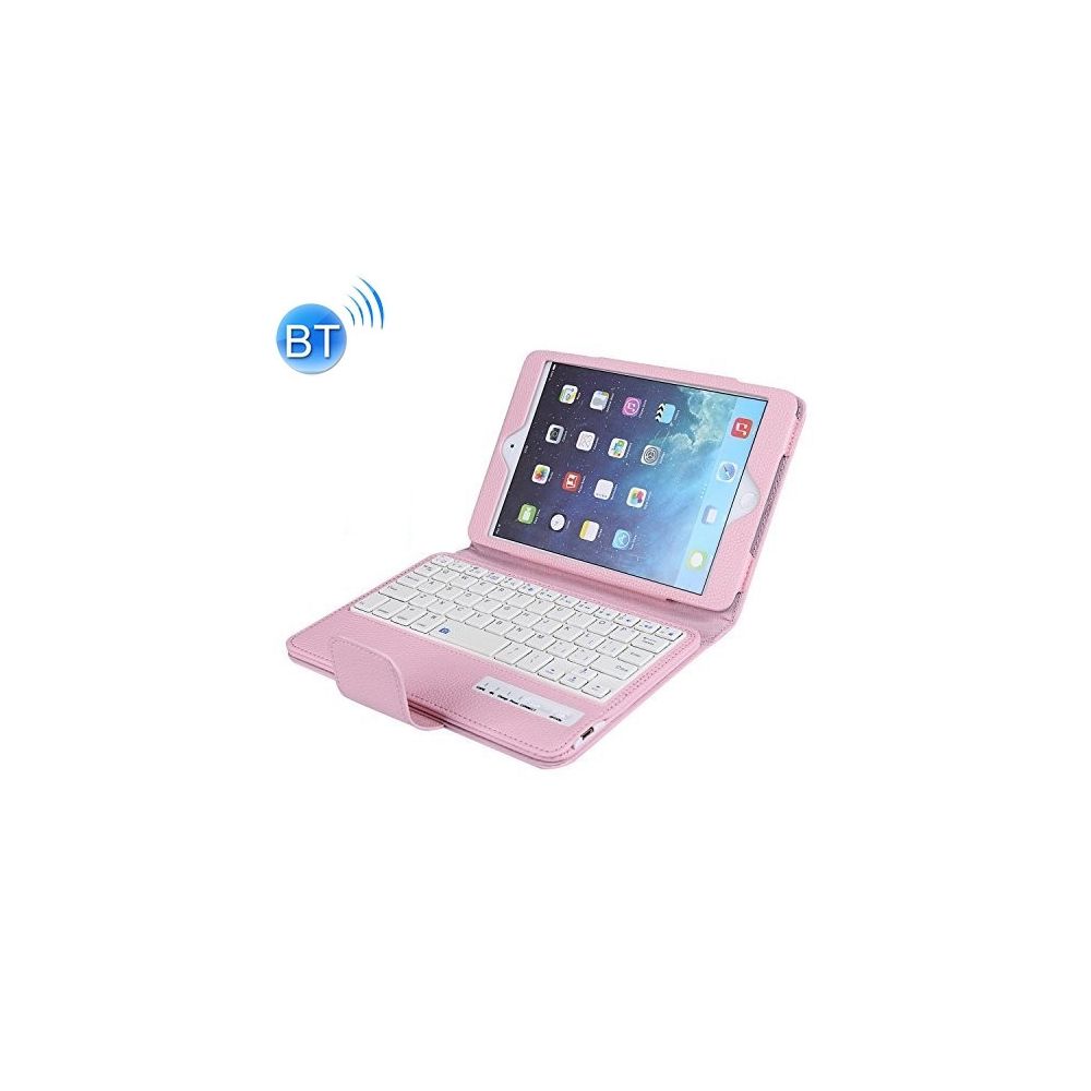 Wewoo - SPM01 Pour iPad mini 5/4/3/2/1 Texture Litchi Détachable En Plastique Clavier Bluetooth Cuir avec Fonction de Support Rose - Clavier