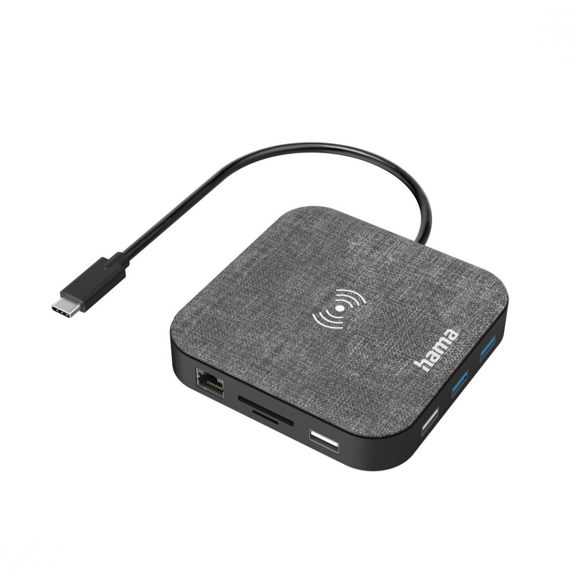 Hama - Hub USB-C, multiport avec chargement sans fil Qi, 12 ports - Hub