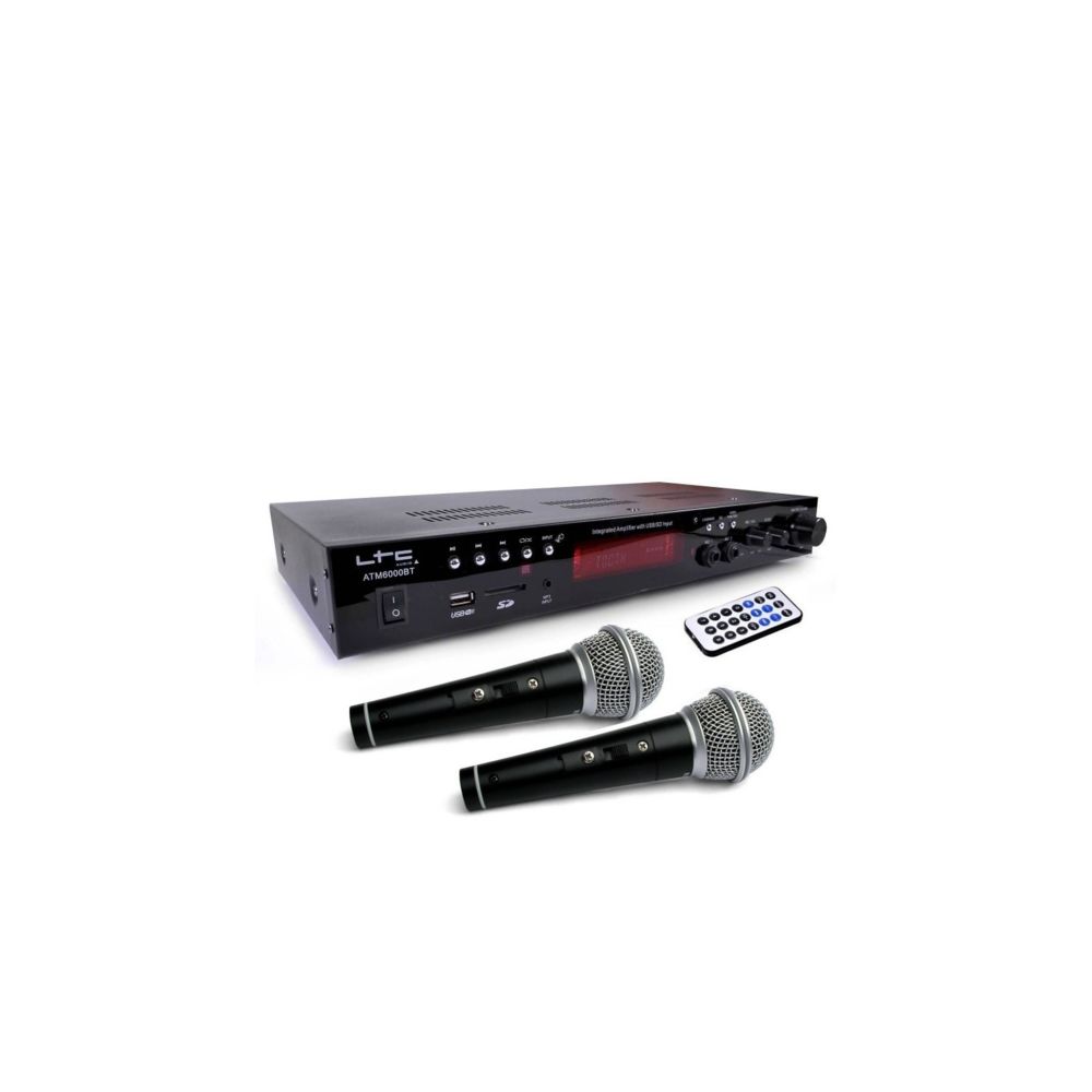 Ltc Audio - Amplificateur LTC ATM6000BT stéréo HIFI 100W USB/SD/MP3/Bluetooth & Karaoké avec 2 Micros filaires - Ampli