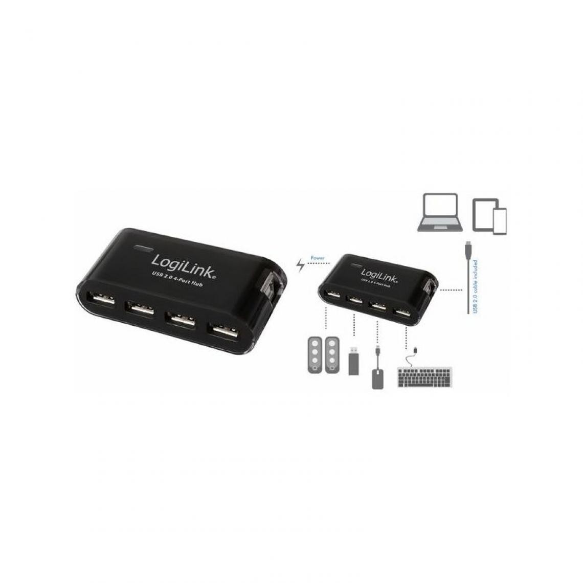 Logilink - LogiLink Hub USB 2.0 avec bloc d'alimentation, 4 ports, noir () - Hub