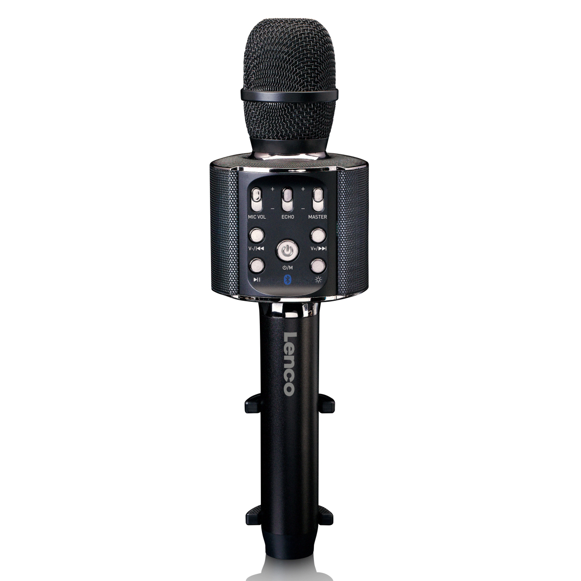 Lenco - Microphone Bluetooth pour karaoké avec enceinte et éclairage BMC-090BK Noir - Micros sans fil