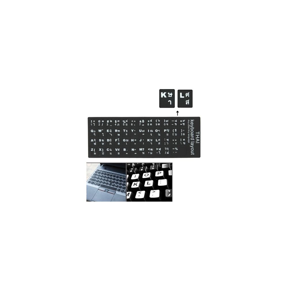 Wewoo - Pour ordinateur portable / noir de bureau clavier Autocollant de disposition de d'apprentissage thaïlandais - Clavier