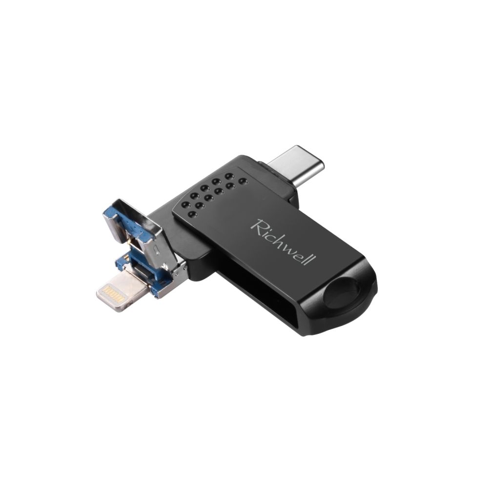 Wewoo - Clé USB iPhone iDisk Disque Flash Push-pull en métal 16G type C + Lightning 8 broches + USB 3.0 avec fonction OTG (noir) - Clavier